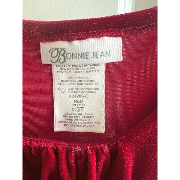 Girls Bonnie Jean Dress 3T Red Velvet Faux‎ Fur Christmas Holiday Santa Style - Picture 2 of 6